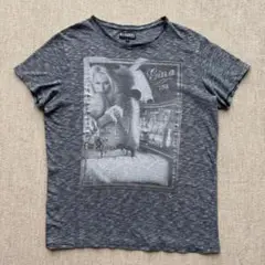 H.LANDERS プリントロゴ入りTシャツ グレー Lサイズ