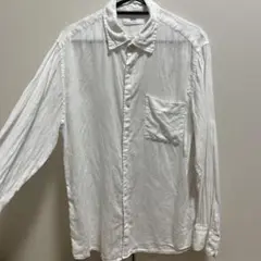 ホワイト コットン 長袖シャツ ポケット付き　UNIQLO