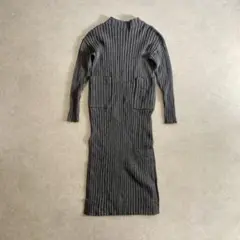 CLANE サイズ2 リブニットロングワンピース グレー クラネ 秋服 冬服