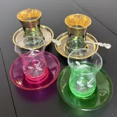 トルコ チャイグラス 2ペア4セット