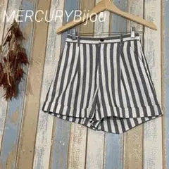 【MERCURYBijou】短パン　ショートパンツ　キュロット　ストライプ　綿麻