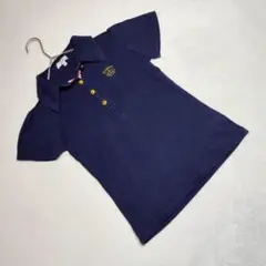 良品★Cheri ポロシャツ 半袖 ワンポイントロゴ コットン ネイビー M
