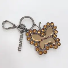 《セール》miumiu バッグチャーム キーホルダー クリスタル 蝶々