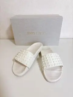 JIMMY CHOO スタッズ付きホワイトサンダル　REY 42