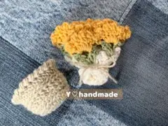 【プレゼントに】カーネーション　コースター　花束　ミニカゴ　セット 枯れない花