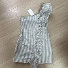 ZARA デニムワンピース　ワンショルダー　アシンメトリー　trf 新品
