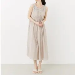 rienda　リエンダ　ワンピース　ロング　バストカット　ギャザー　ベージュ