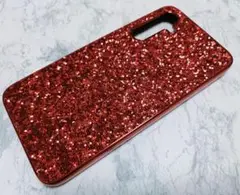 キラキラ Galaxy A54 用 ケース ラメ グリッター レッド メタリック