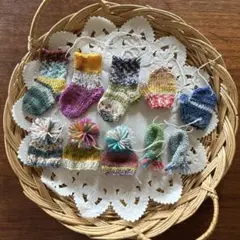 ミニチュア靴下帽子マフラー手袋オーナメント10点セット　オパール毛糸ハンドメイド