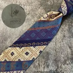 AN288 KENZO ブルー シルク ネクタイ