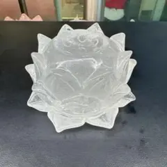 天然石 白水晶の蓮 置物F.37