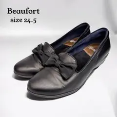 【良品】BeauFort ビューフォート　パンプス （24.5）リボン　レザー