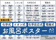 化学反応これで完璧！ お風呂ポスター　化学式、イオン式、化学反応式、電離式1枚