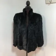 ⭐︎高級⭐︎ 毛皮 ファーコート オールブラック フック留め 裏地花柄 本革