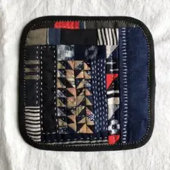 古布ハギレ刺し子のミニフリーマット