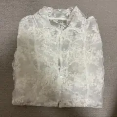 花柄刺繍シアーシャツ