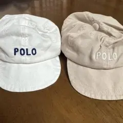 双子　POLO Baby キャップ 2点セット ホワイト ベージュ