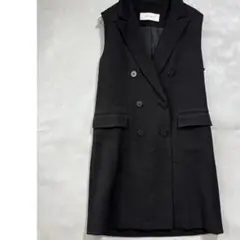 デプレ S 黒 ダブルブレストジレ ロングベスト レイヤード トゥモローランド