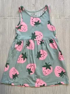 100 H&M いちご柄 ノースリーブワンピース 女の子 子供服