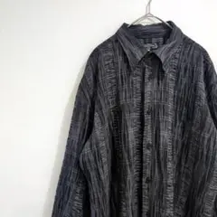 【1点物】シャツ 柄シャツ 長袖 総柄 チェック オーバーサイズ モノトーンXL