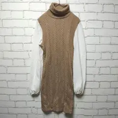 【SHEIN】トップス (S) ブラウン ドッキング ケーブルニット