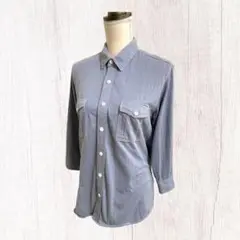 【BACK NUMBER】チュニック丈ブラウス くすみ水色 M