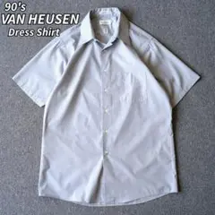 90's VANHEUSEN 半袖 シャツ 無地 グレー オールド 古着 M