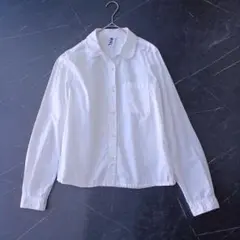 美品☆MHL.長袖シャツ 丸襟 コットン100% ホワイト