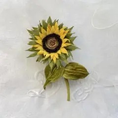 6021 布花 ひまわり コサージュ ハンドメイド