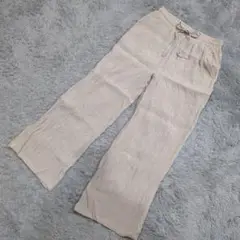 ★b900 Honeys【L】ベージュ ワイドパンツ 軽量 ウエストゴム
