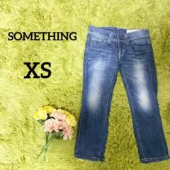 【サムシング】スリムストレートデニム　XS　ミディアムブルー　日本製　ストレッチ