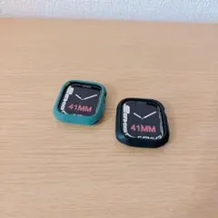 Apple watch ケース 41ｍｍ 【画面なし】カバーのみ 黒/緑 2個
