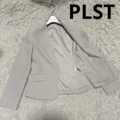 【美品】PLSTノーカラージャケット　ライトグレージャケット　総裏