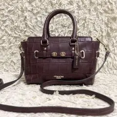 【美品】COACH スワッガー 2way ハンドバッグ クロコ型押 レザー
