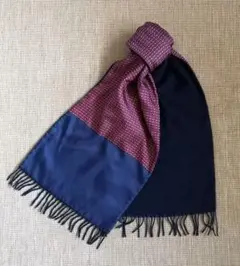 HERMES/ エルメス フリンジマフラー リバーシブル シルク100/カシミヤ