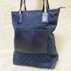 GUCCI✨️トートバッグ GG柄 シェリーライン キャンバス×レザー ブラック