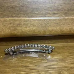 ビーズ装飾 シルバーバレッタ 約10cm