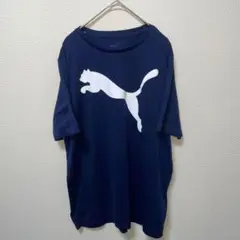 PUMA プーマ　ネイビー ロゴプリント　Tシャツ　半袖　Lサイズ