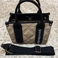 【美品】SAMANTHAVEGA ロゴテープキルティングハンドバッグ　ミニ