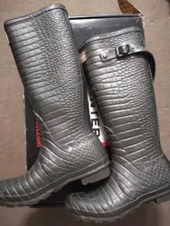 HUNTER Jimmy Choo コラボ 長靴 ブラック 希少コラボ HUNTER/JIMMY CHOO ハンター/ジミーチュウ レイン