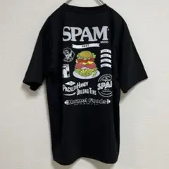 Tシャツ スパム 刺繍 バックプリント ブラック 黒