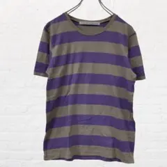 ジョンローレンスサリバン 日本製ボーダーTシャツ S36サイズ グレーパープル