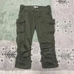 ニコルホワイト　ドロップド丈カーゴパンツ　カーキ
