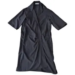 美品JEANPAUL KNOTT シルク ストレッチ ブラック シャツワンピース