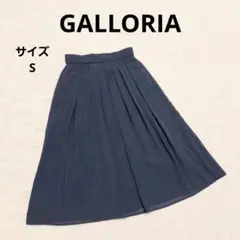 ギャローリア ダークブルー フレアスカート ひざ丈 S ストライプ カジュアル