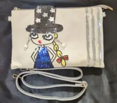 リタちゃん　キャラクタービース刺繍　ショルダーバッグアイボリー色　美品