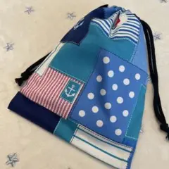ハンドメイド 巾着袋 マリン《11》