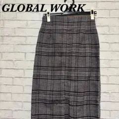GLOBAL WORK チェック柄タイトスカート S ダークブラウン