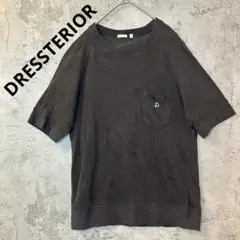 DRESSTERIOR リネンブレンド　刺繍ロゴ ポケット付きTシャツ　M