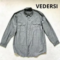 新品❤️【VEDERSI】 L メンズ長袖シャツ　グレー　春秋